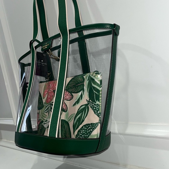 ♠️kate spade Clare See Through Fern Foliage Tote, Green NWT - Picture 9 of 15